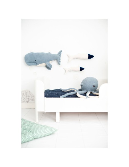 Jouet Peluche Crochetts OCÉANO Bleu Blanc Pieuvre Baleine Poissons 29 x 84 x 14 cm 4 Pièces