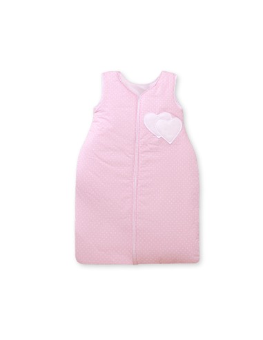 Sleeping bag- Hanging hearts white polka dots on pink