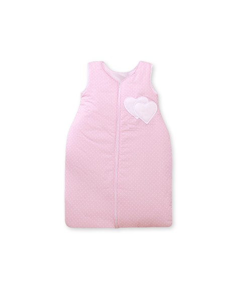 Sleeping bag- Hanging hearts white polka dots on pink