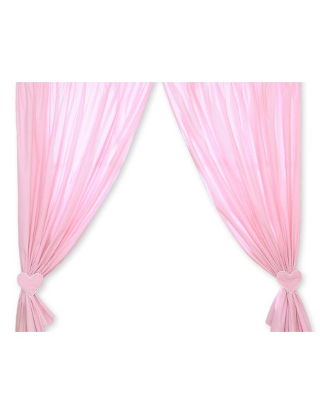 Curtains for baby room- Hanging Hearts white polka dots on pink