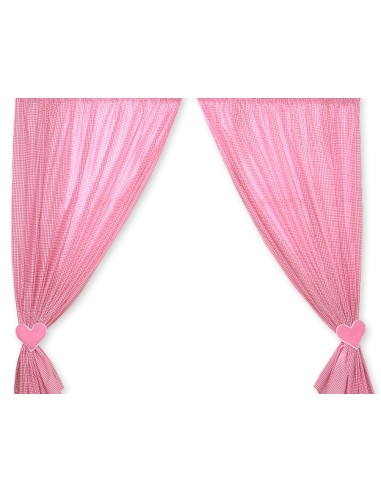 Curtains for baby room- Hanging Hearts white dark pink checkered