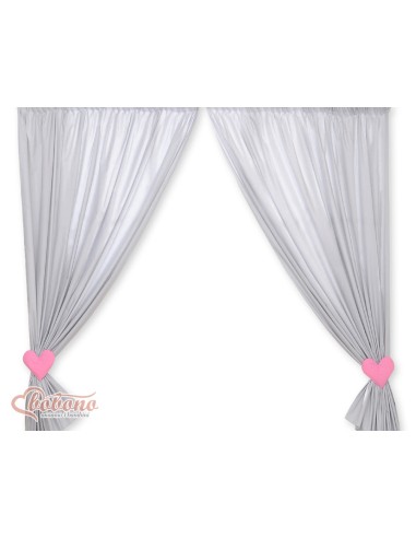 Children's room curtains with hearts grey and pink