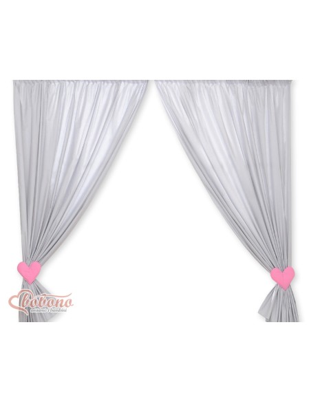 Children's room curtains with hearts grey and pink