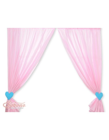 Children's room curtains with hearts pink and turquoise