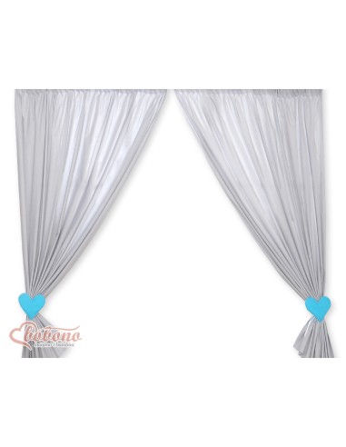 Children's room curtains with hearts grey and turquoise