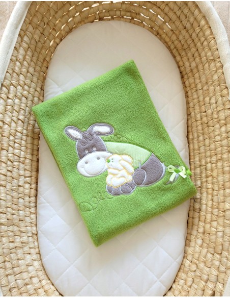 Polar fleece blanket for babies - Donkey Luca green