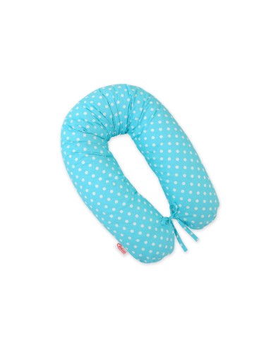 Multifunctional pregnancy pillow Longer - White polka dots on turquoise