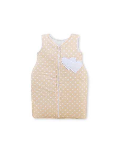 Sleeping bag- Hanging hearts white dots on beige