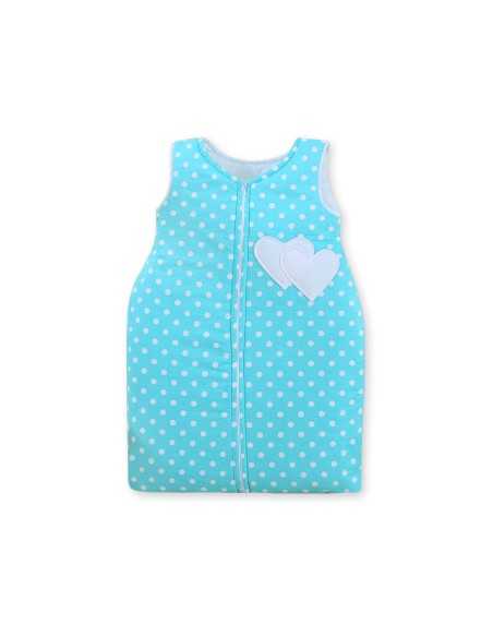 Sleeping bag- Hanging hearts white dots on turquoise