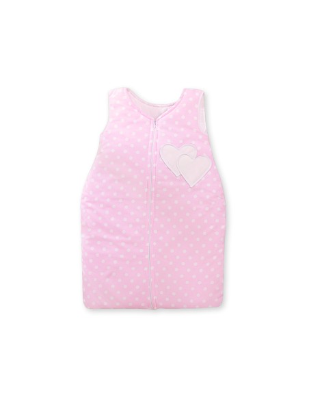 Sleeping bag- Hanging hearts white dots on pink