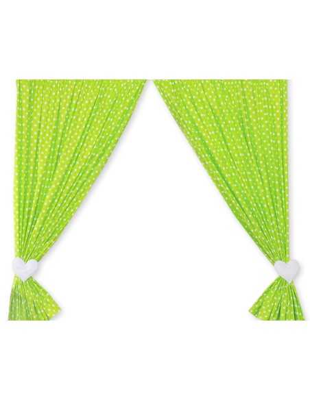 Curtains for baby room- Hanging Hearts white dots on green