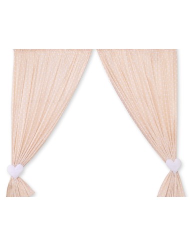 Curtains for baby room- Hanging Hearts white dots on beige