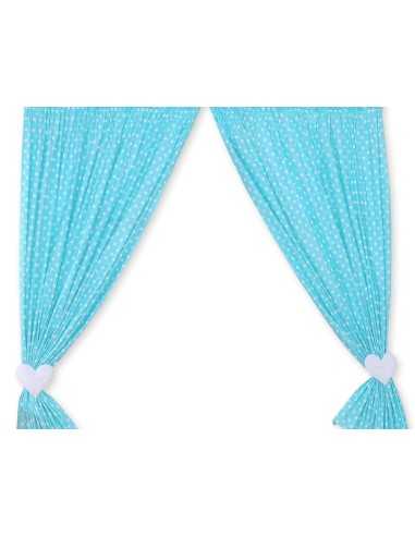 Curtains for baby room- Hanging Hearts white dots on turquoise