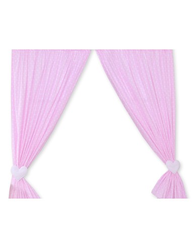 Curtains for baby room- Hanging Hearts white dots on pink