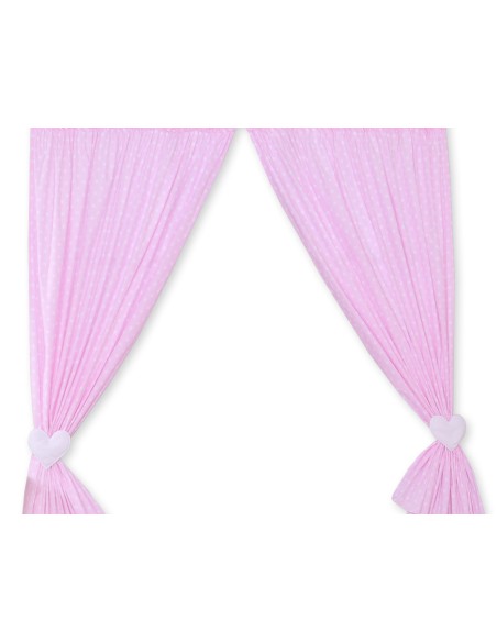 Curtains for baby room- Hanging Hearts white dots on pink