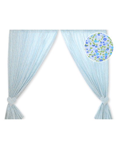 Curtains for baby room- Hanging Hearts blue flowers