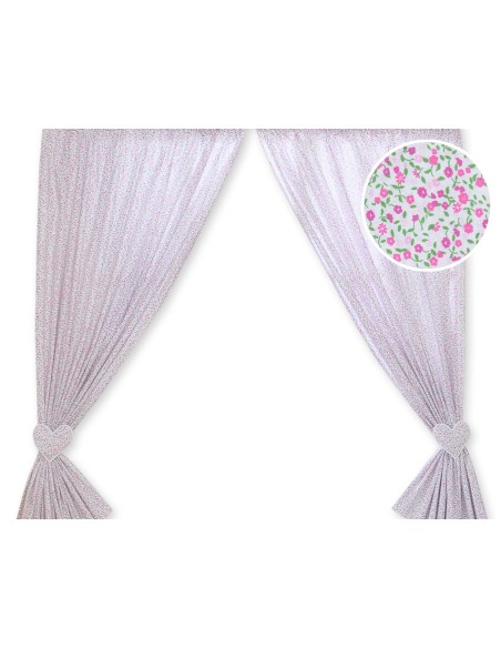 Curtains for baby room- Hanging Hearts pink flowers