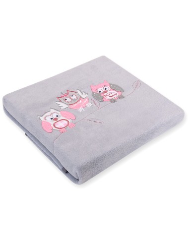 Polar fleece blanket - Owls Bigi Zibi & Adele- grey