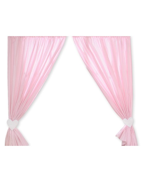 Curtains for baby room- Hanging Hearts pink checkered