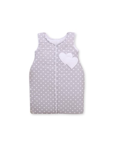 Sleeping bag- Hanging hearts white dots on grey