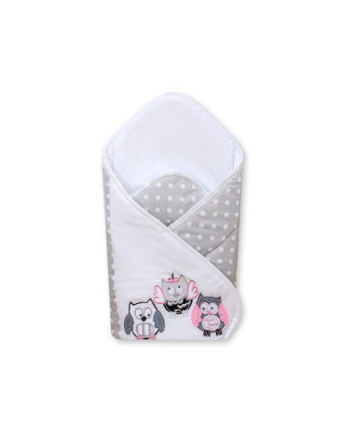 Baby nest with stiffenig- Owls Bigi Zibi & Adele grey-pink