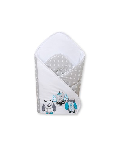 Baby nest with stiffenig- Owls Bigi Zibi & Adele grey-turquoise