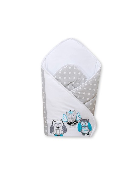 Baby nest with stiffenig- Owls Bigi Zibi & Adele grey-turquoise