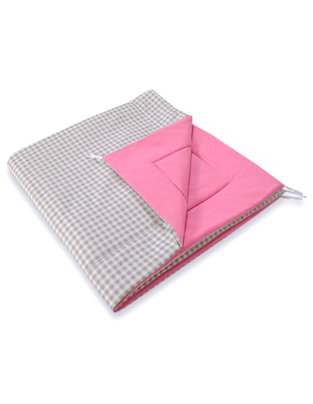 Double-sided teepee playmat- Grey checkered-pink