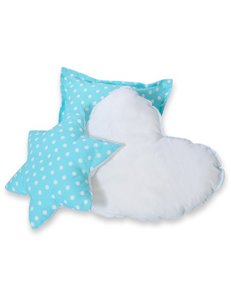 3pcs pillow set - White dots on turquoise