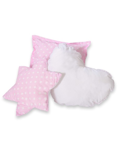 3pcs pillow set - White dots on pink