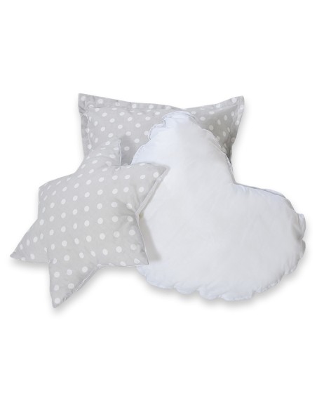 3pcs pillow set - white dots on grey