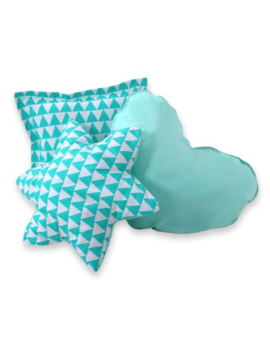 3pcs pillow set - triangles mint