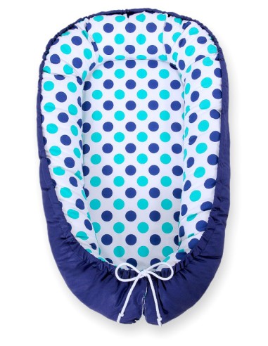 Baby nest double-sided Premium Cocoon for infants BOBONO- mint-turquoise dots