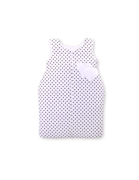 Sleeping bag- Hanging hearts black dots on white