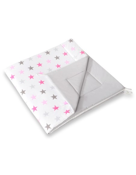 Double-sided teepee playmat- Grey-pink stars/grey