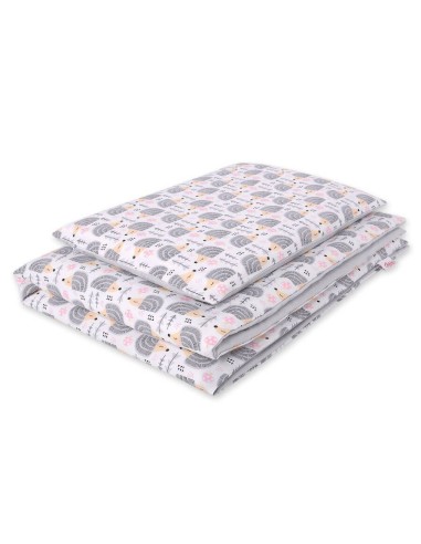 Baby cotton bedding set 2-pcs 120x90 cm- hedgehogs grey