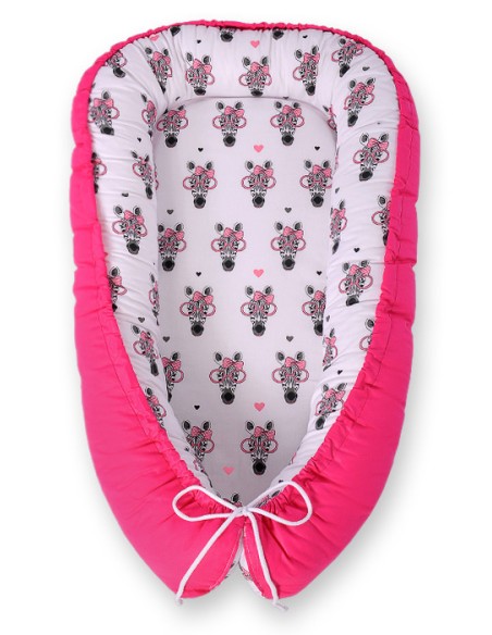 Baby nest double-sided Premium Cocoon for infants BOBONO- pink zebras