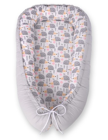 Baby nest double-sided Premium Cocoon for infants BOBONO- hedgehogs grey