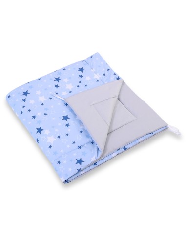 Double-sided teepee playmat- blue-navy blue stars/gray