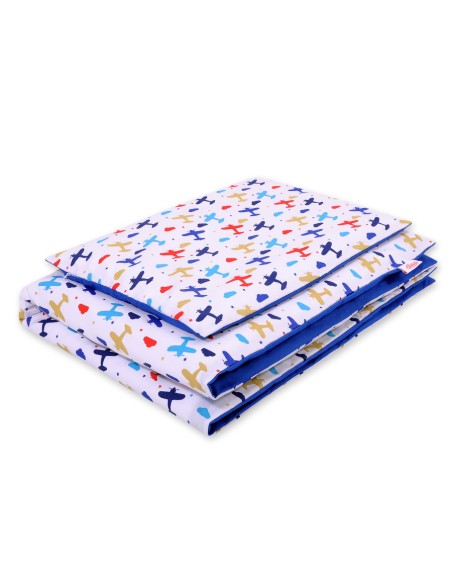 Baby cotton bedding set 2-pcs 135x100 cm- planes navy blue