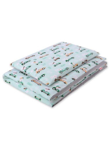 Baby cotton bedding set 2-pcs 120x90 cm- mint rabbits