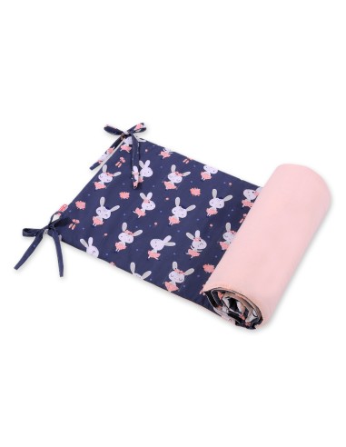 Universal bumper for cot -rabbits navy blue