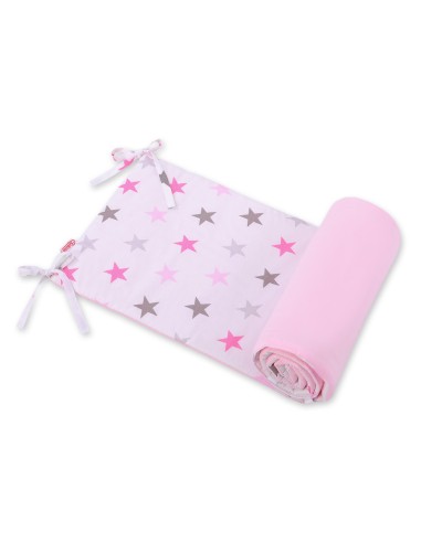 Universal bumper for cot - stars gray - pink /pink