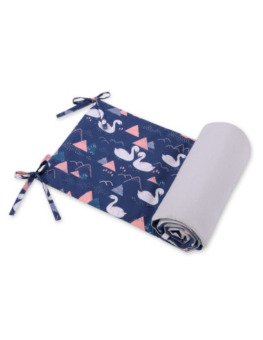 Universal bumper for cot -Swans navy blue