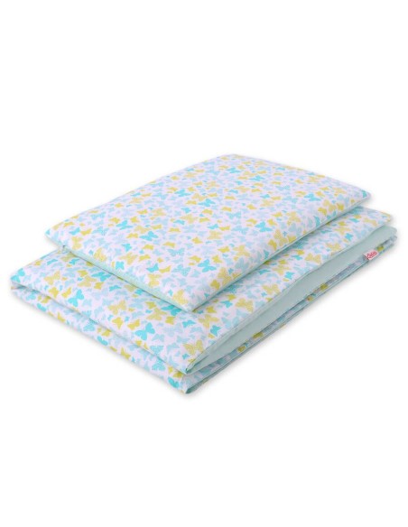 Baby cotton bedding set 2-pcs 120x90 cm- blue butterflies