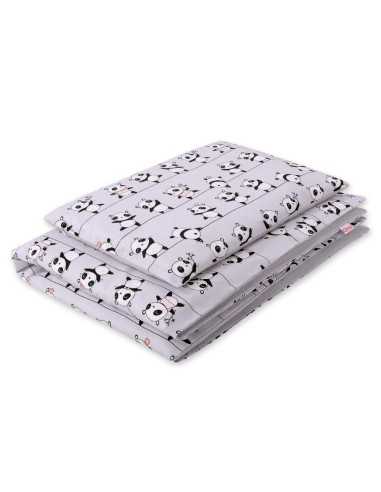 Baby cotton bedding set 2-pcs 120x90 cm - grey panda