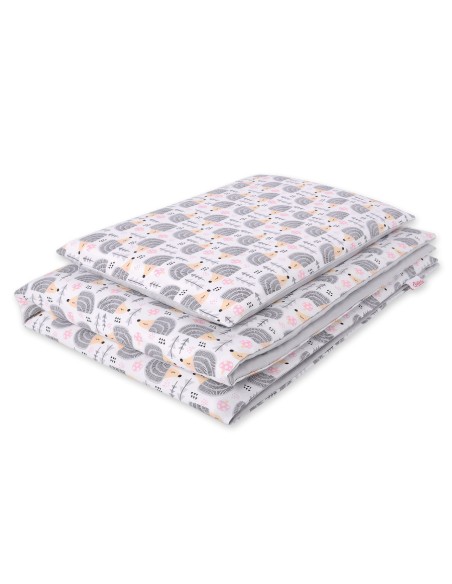 Baby cotton bedding set 2-pcs 135x100 cm- hedgehogs grey