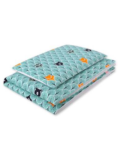 Baby cotton bedding set 2-pcs 135x100 cm- mint forest