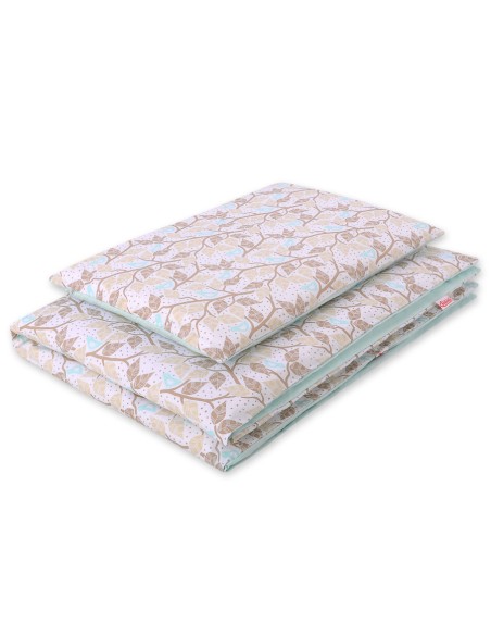 Baby cotton bedding set 2-pcs 135x100 cm- beige leaves