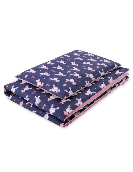 Baby cotton bedding set 2-pcs 135x100 cm- rabbits navy blue